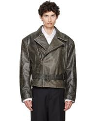 Marine Serre - Vintage Moon Leather Biker Jacket - Lyst