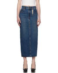Area - Jupe Midi Bleue En Denim À Fente À Glissière - Lyst