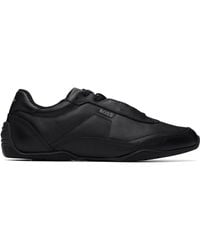 BOSS - Logo Detail Leather Sneakers - Lyst
