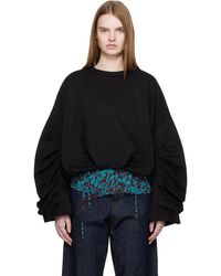 Dries Van Noten - Pull Molletonné Drapé Noir - Lyst