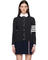 Thom Browne - Thom E Classic Cashmere 4-bar V-neck Cardigan - Lyst