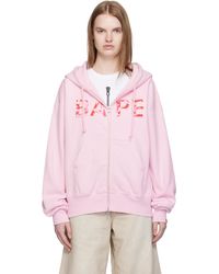A Bathing Ape - Pull À Capuche Ample Rose À Motif Camouflage Abc Et À Logo Avec Ornements Facettés - Lyst