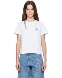 JW Anderson - T-Shirt Blanc À Image À Logo Brodée Et À Image Imprimée - Lyst