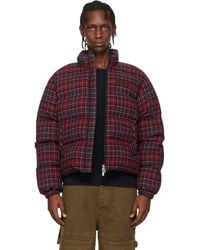 Off-White c/o Virgil Abloh - Burgundy Spray Arrow Check Flannel Down Jacket - Lyst