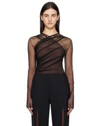 Nensi Dojaka - Semi-Sheer Gathered Long Sleeve Bodysuit - Lyst