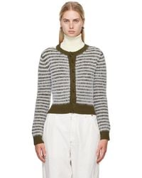 MM6 by Maison Martin Margiela - Khaki Striped Cardigan - Lyst