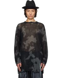 Yohji Yamamoto - 7G Dyed Jersey Front Slit Long Sleeve Sweater - Lyst