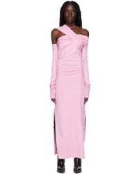 MSGM - Pink Twist Midi Dress - Lyst