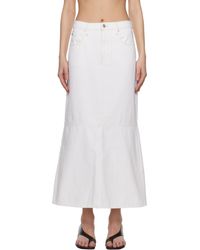 FRAME - Jupe Midi Blanche En Denim À Ourlet Évasé - Lyst