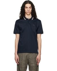 BOSS - Striped-Collar Slim-Fit Cotton Logo Polo - Lyst