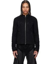 Julius - Blouson Noir En Denim À Nervures - Lyst