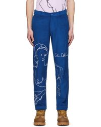 Kidsuper - Pantalon bleu à image brodée - Lyst