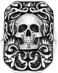 Alexander McQueen Chevalier Skull Signet Ring - Metallic