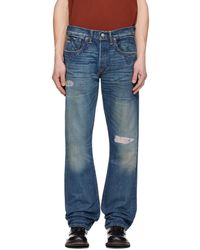 RRL - Jean Ajusté Sutton Bleu À Lisière Et À Effet Usé - Lyst
