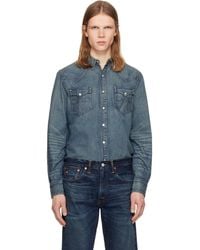 RRL - Slim Fit Denim Western Shirt - Lyst