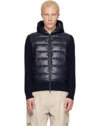 Moncler - Wool Zip-Up Hoodie Down Jacket - Lyst