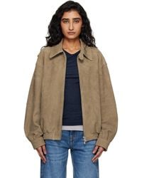 Tonywack - Tan Goat Suede Relaxed Bomber Jacket - Lyst