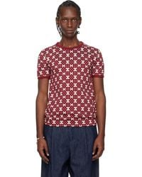 Dries Van Noten - Off- & Burgundy Jacquard T-Shirt - Lyst
