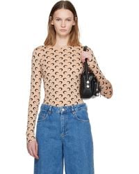 Marine Serre - Tan Recycled Moon Jersey Second Skin Crewneck T-shirt - Lyst