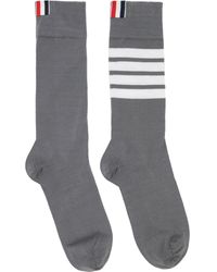 Thom Browne - Cotton 4-Bar Mid Calf Socks - Lyst