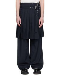 Charles Jeffrey - Pantalon Ample Bleu Marine À Empiècement De Style Jupe - Lyst