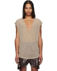 Rick Owens - Taupe Hollywood Deep V Sl T-Shirt - Lyst