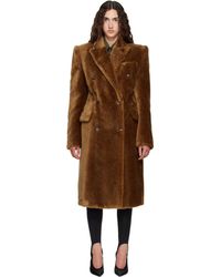 Mugler - Double Breasted Faux-Fur Coat - Lyst