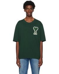 Ami Paris - T-shirt vert à logo ami de cœur exclusif à ssense - Lyst