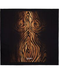 Jean Paul Gaultier - Foulard Noir Et Brun À Imprimé Wood - Lyst