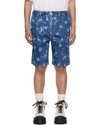 Marni - Blue Printed Denim Shorts - Lyst