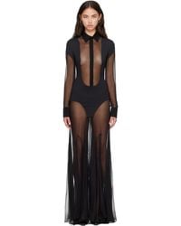Jean Paul Gaultier - Silk Bi Material Maxi Dress - Lyst