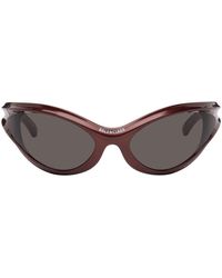 Balenciaga - Burgundy Dynamo Round Sunglasses - Lyst