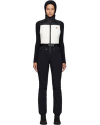 Moncler - Combinaison De Ski Noir Et Blanc Rembourrée En Duvet - Lyst