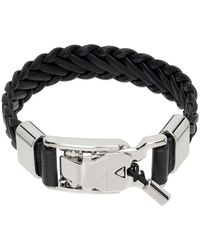 Giorgio Armani - Black Woven Leather Bracelet - Lyst