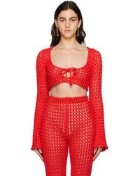 Moschino - Red Cropped Long Sleeve T-shirt - Lyst