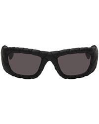 Bottega Veneta - Black Intrecciato Round Acetate Sunglasses - Lyst