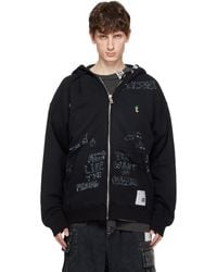 Maison Mihara Yasuhiro - Distressed Graffiti Print Zip-Up Hoodie - Lyst