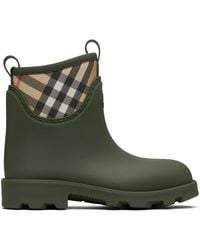 Burberry - Bottines Marsh Vertes En Caoutchouc À Écusson À Logo - Lyst