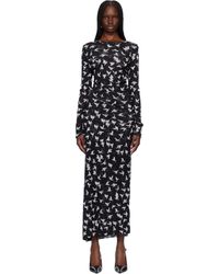 Stella McCartney - ブラック Dove Print メッシュ 長袖マキシドレス - Lyst