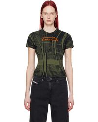 DIESEL - T-shirt t-uncutie-long-n5 noir et vert - Lyst