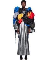 Junya Watanabe - Ensemble De Robe Midi En Satin À Enduit À Effet Métallisé Et De Veste Multicolore À Panneaux - Lyst