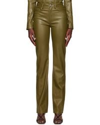 STAUD - Khaki Chisel Faux-leather Pants - Lyst