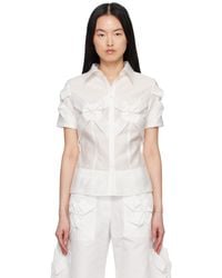 JKim - ホワイト Smocked Flower シャツ - Lyst