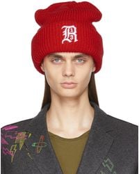 R13 Oversized Embroidery Beanie - Red