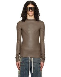 Rick Owens - Gray Edfu Leather Long Sleeve T-shirt - Lyst
