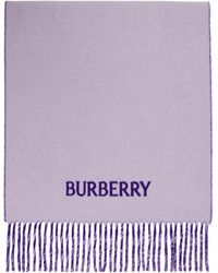 Burberry - Purple Ekd Cashmere Reversible Scarf - Lyst