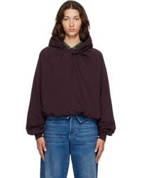 Dries Van Noten - Burgundy Draped Cotton Hoodie - Lyst