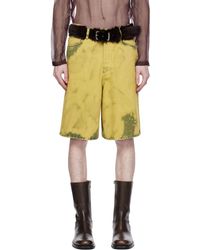 Dries Van Noten - Green Garment-dyed Denim Shorts - Lyst