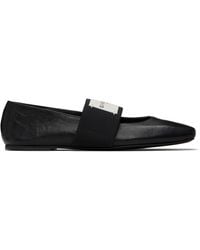 Givenchy - Ballerines Noires En Cuir Froissé À Bout Carré - Lyst