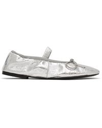 Proenza Schouler - Silver Glove Mary Jane Crinkled Metallic Ballerina Flats - Lyst